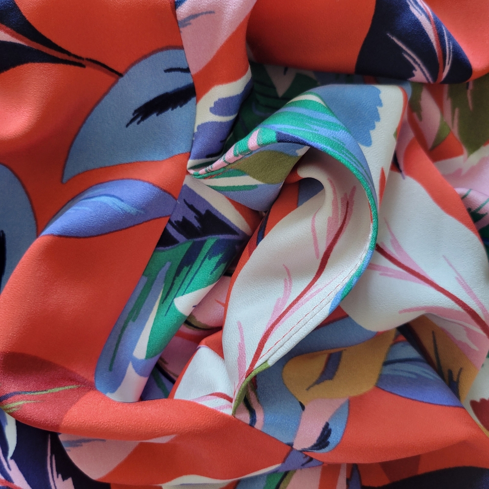Nicole Miller Satin Multicolor Floral Pockets Straps Beach Maxi Dress Sz Large - Picture 8 of 13